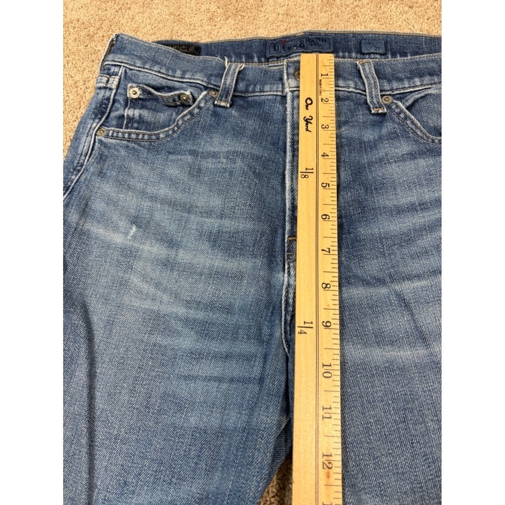 Lucky Brand Jeans Womens Size 27 Candiani Denim Straight Leg Blue Wash Distress - Picture 4 of 11